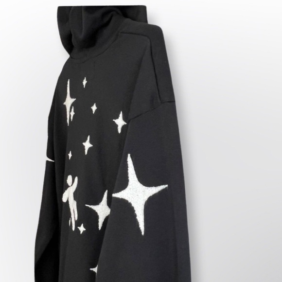 Vendetta Studios Women's Embroidered Black Patchwork Stars NWOT Size Medium - Picture 3 of 7